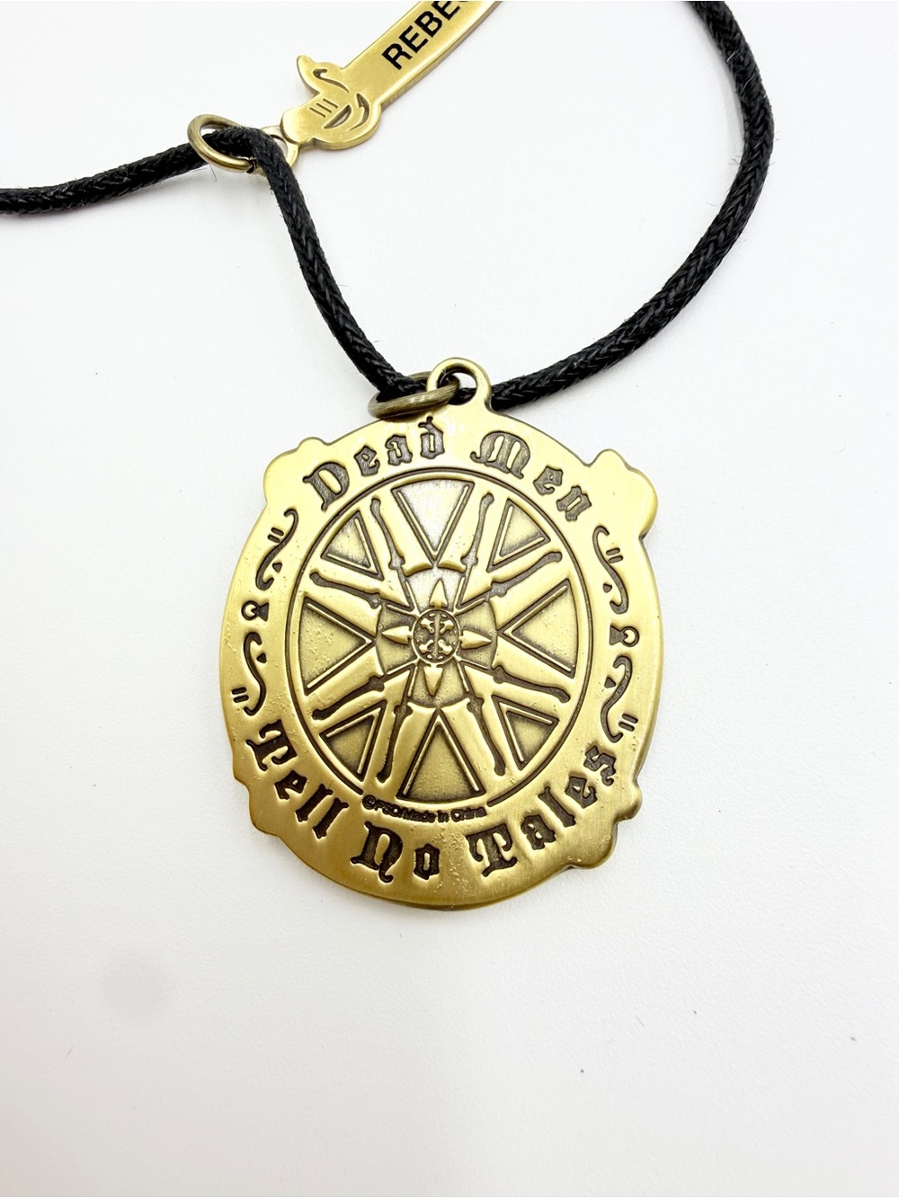 Pirate Skull Medallion Adjustable Cord Necklace with Signed Rebecca Charm - Picture 7 of 11